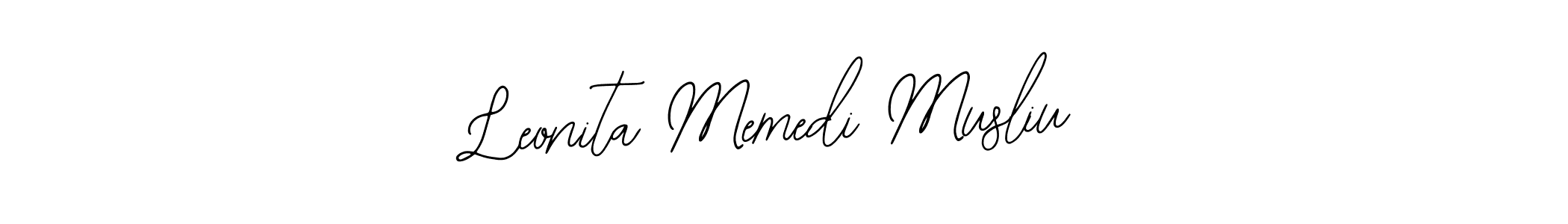 You should practise on your own different ways (Bearetta-2O07w) to write your name (Leonita Memedi Musliu) in signature. don't let someone else do it for you. Leonita Memedi Musliu signature style 12 images and pictures png